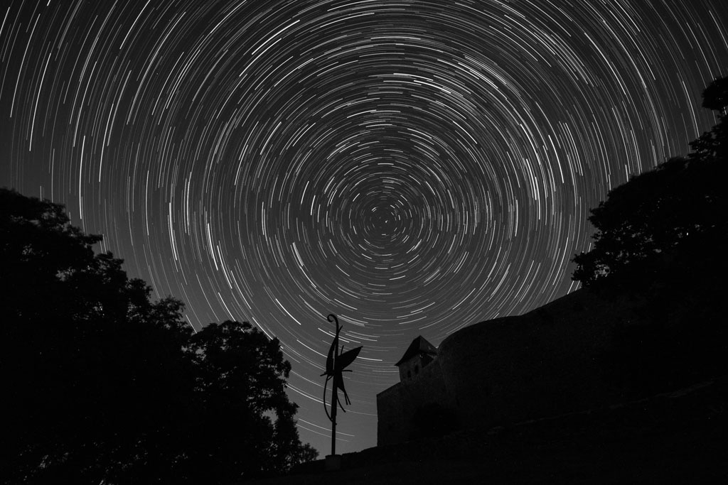 Star trails above Helfštýn